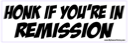 "Honk if you're in remission" Bumper Sticker